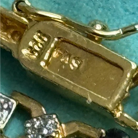 Gold Natural Diamond Sapphire Tennis Bracelet - Picture 8 of 11